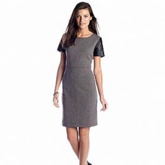 Anthropologie Sunday in Brooklyn Quilted Dress Faux Leather‎ Sleeves Small - Picture 1 of 7